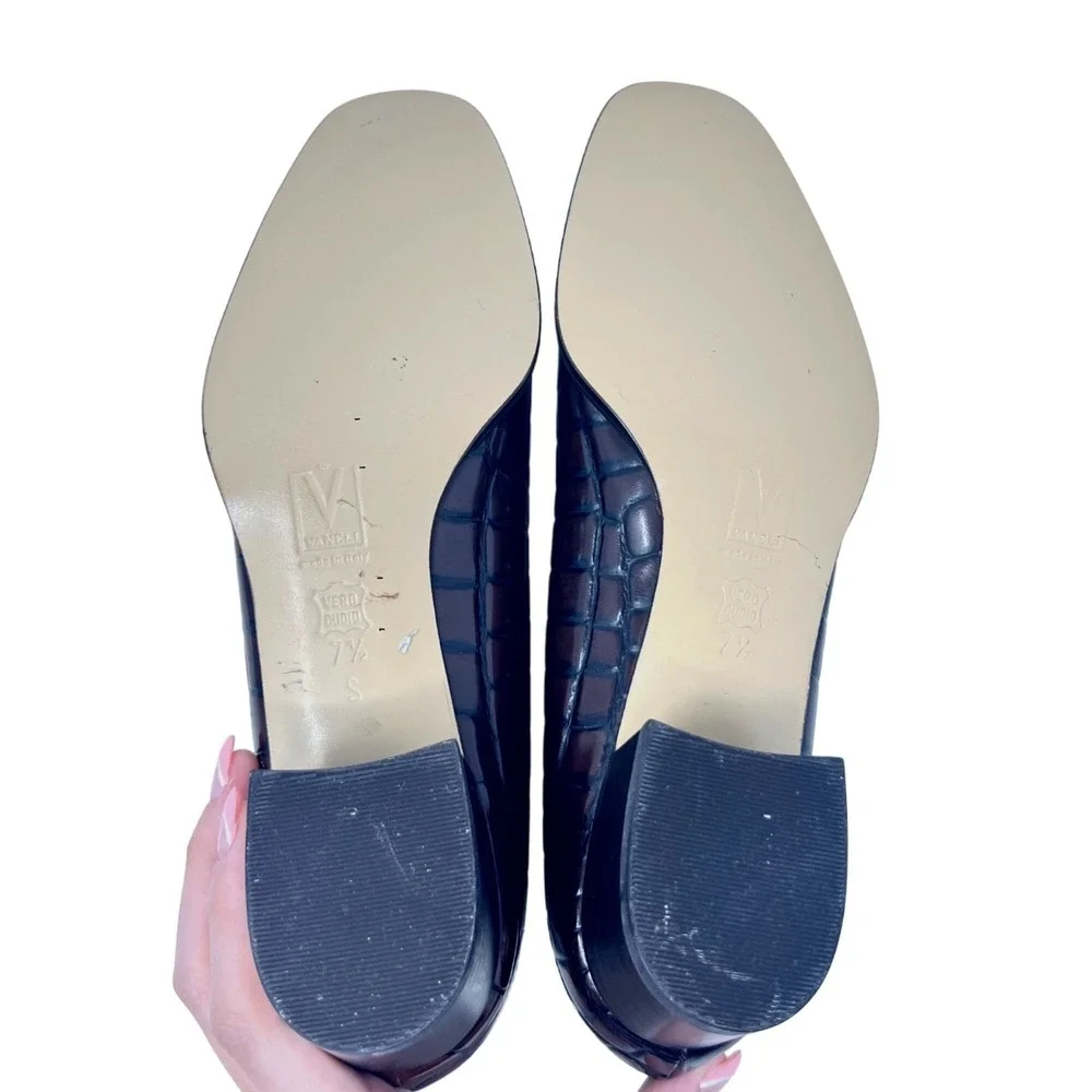 Van Eli Womens Low Heel Pumps Croc Embossed Leather Size 7.5 Money Office Classy